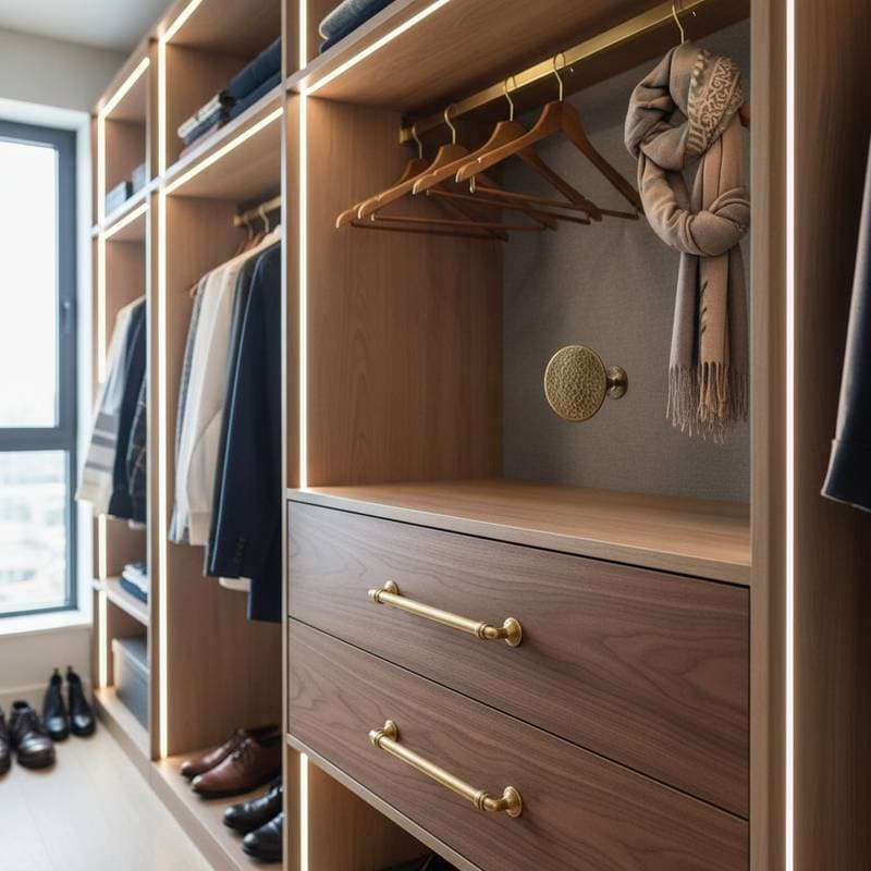 Vintage Brass Hardware Transforms Modern Closets
